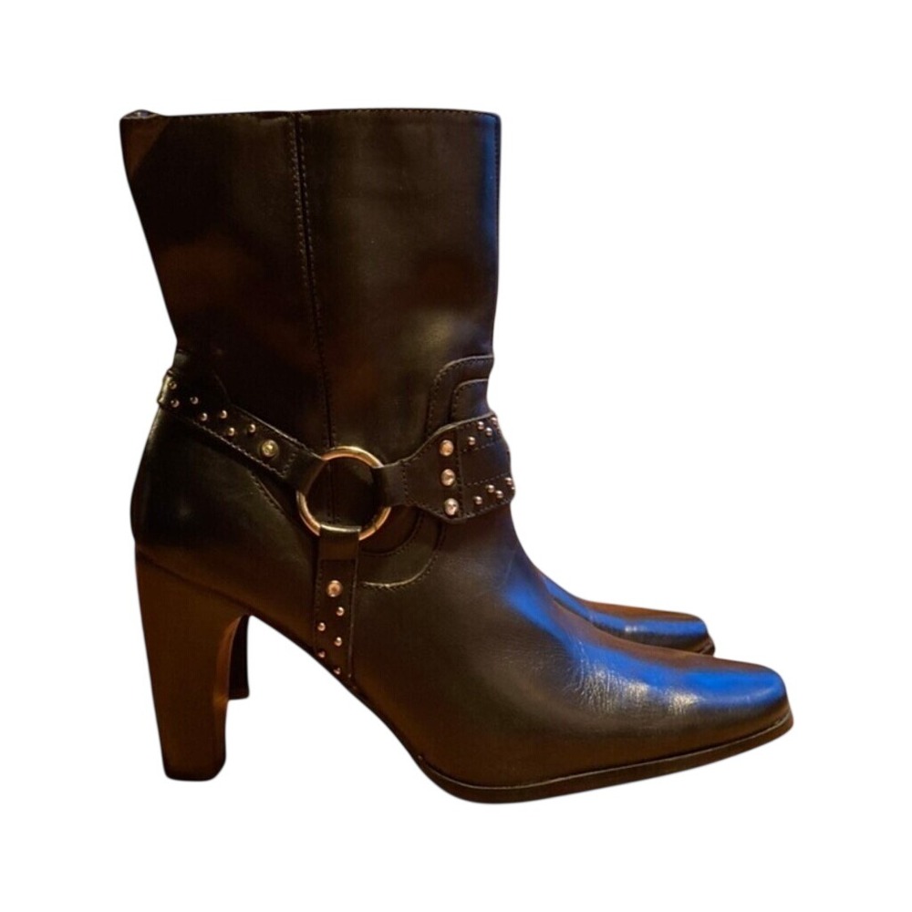 HARLEY-DAVIDSON Boots Black Leather High Heel Western Biker Boots 8.5 D84091 NWT